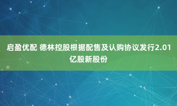 启盈优配 德林控股根据配售及认购协议发行2.01亿股新股份